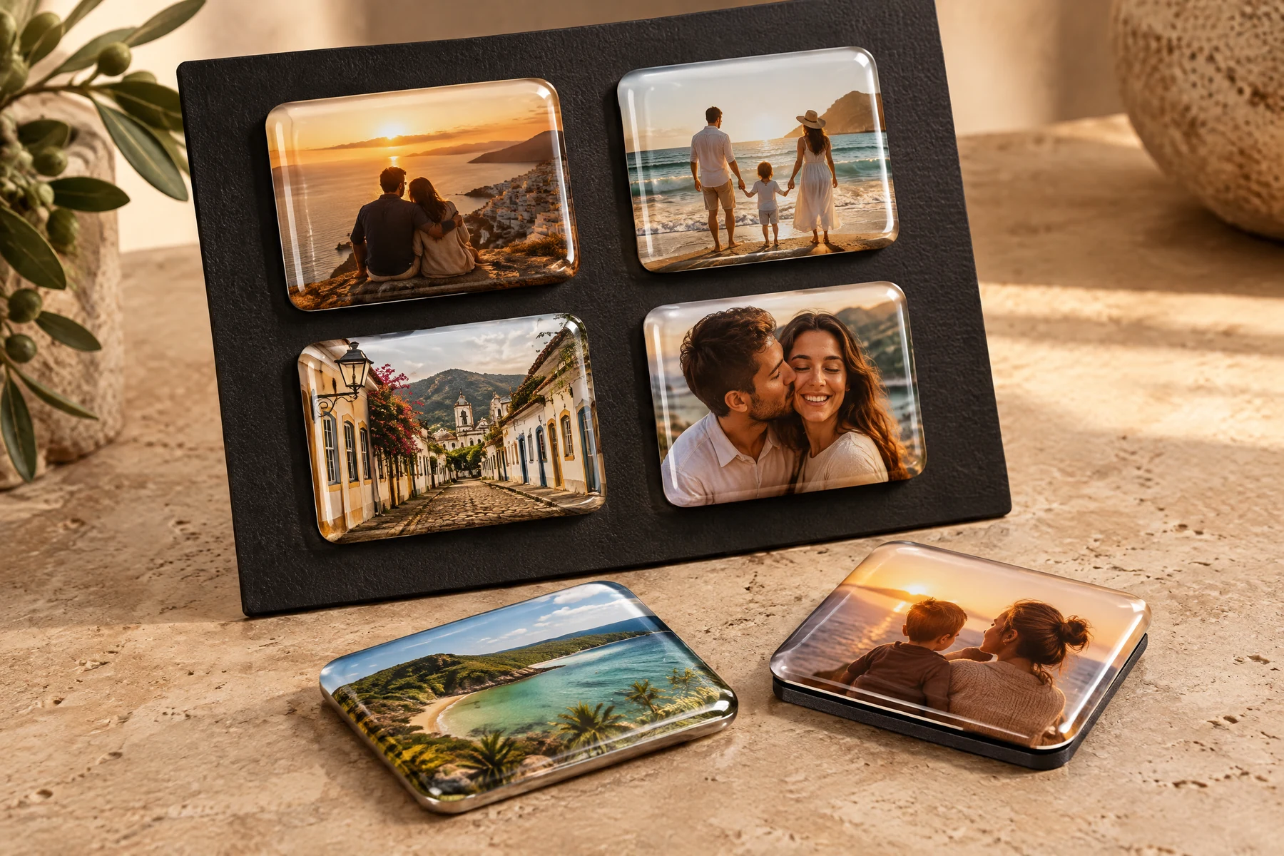 Kit de 6 fotos-ímã com resina